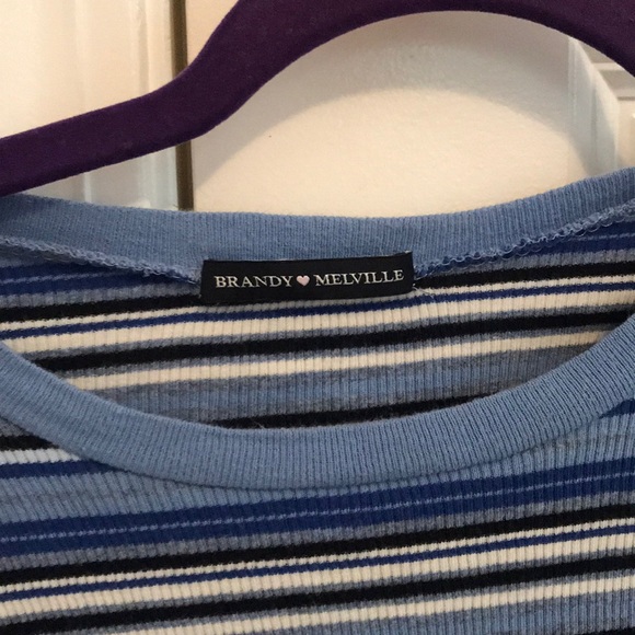 Blue,Black,White Striped Shirt: Brandy Melville - Picture 4 of 4